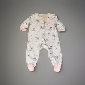 Disney Baby Girl’s Footed Sleeper Mickey Minnie Mouse White Pink 0-3 Month